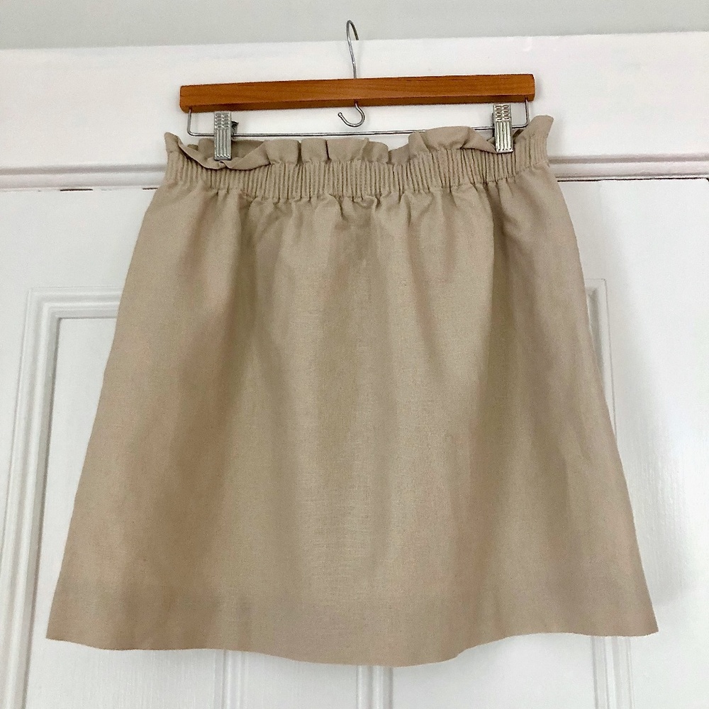 NWOT J. Crew Beige/Tan Linen Mini-Skirt Size 12
